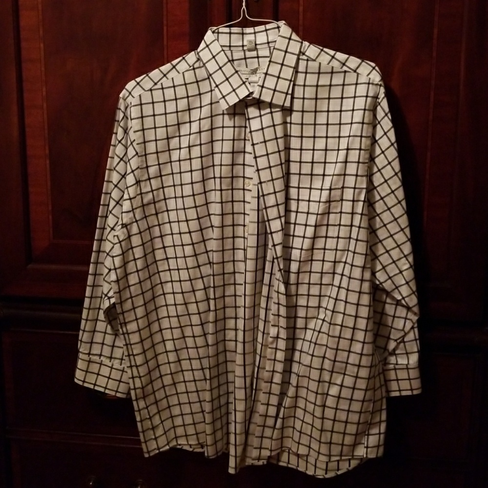 Geoffrey Beene Checkered 17.5 32/33 Regular Fit